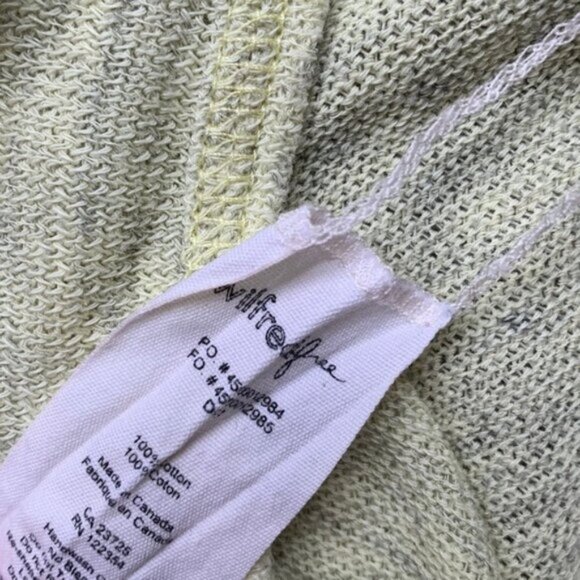 Y2k Aritzia Wilfred Free Knit Top Cropped 2000s Long sleeve Cotton Green Yellow - Picture 12 of 15